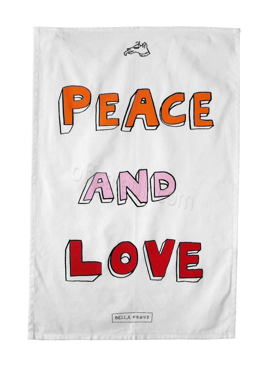 Cheap Peace and Love Tea Towel - -0